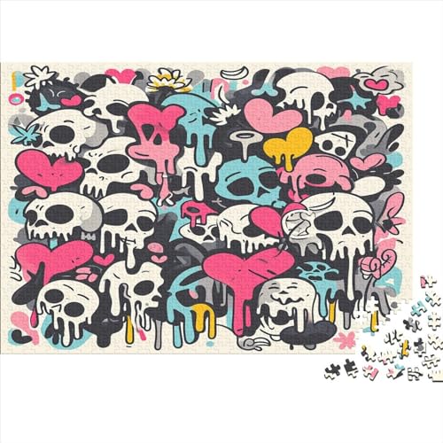 Skull Jigsaw Puzzle 1000 Teile für Wohnkultur Lernspiel Für Zuhause Und Erwachsene Herausforderung Spielzeug 1000 Teile 1000 Teile (75x50cm) von NGCZL9FGD