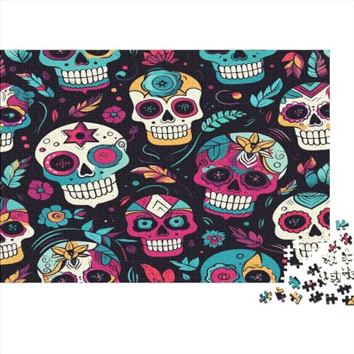 Skull Puzzle 1000 Teile Puzzle Für Erwachsene Holzpuzzle Lernspiel Für Erwachsene Herausforderung Spielzeug Geschenk Für Alle Frauen Und Männer 1000pcs (75x50cm) von NGCZL9FGD