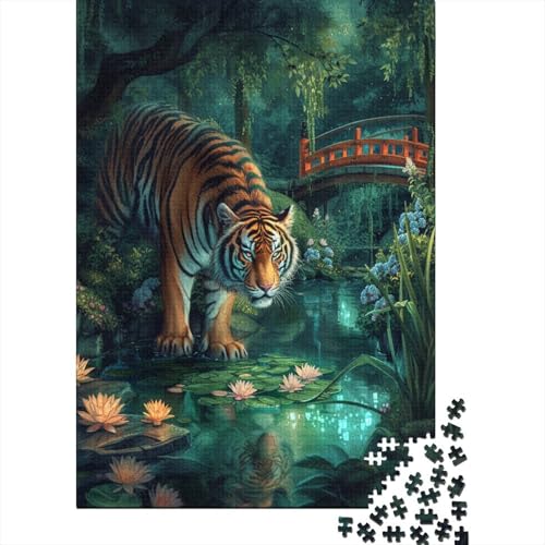 Tiger 1000 Teile Holzpuzzle für Erwachsene, Spielzeug, Lernherausforderung für Erwachsene, Heimdekoration für Erwachsene, 1000 Stück (75 x 50 cm) von NGCZL9FGD