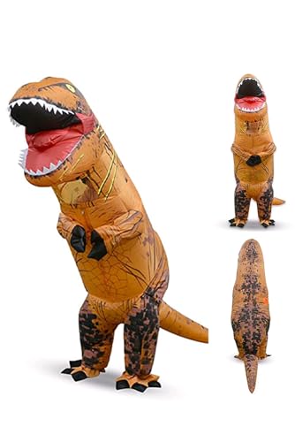 NGOVINY Aufblasbares Cosplay-Kostüm, Dinosaurier-Anzug Tyrannosaurus, für Erwachsene (Einheitsgröße, braun) von NGOVINY