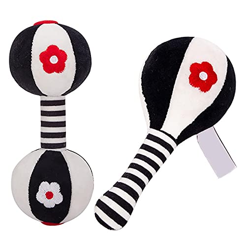 Baby Rattle Spielzeug, Weiß Schwarz Kinderwagen Spielzeug mit Sandhammer, Hantel - Kinderwagen Spielzeug Frühe Lernspielzeug für Zuhause, Schlafzimmer von NGUMMS