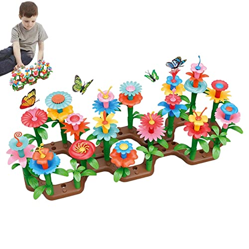 Bauen Sie ein Garten Blumen-Spielzeug - Garten Blumenarrangement Bausteine Spielzeug - Stapeln Spiel Kleinkind Spielset Pädagogische Aktivität für Kinder im Vorschulalter und Mädchen von NGUMMS