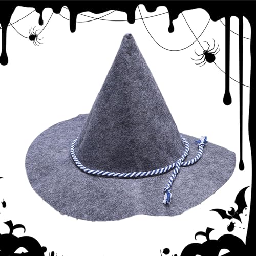 Filz Wizard Hut, Wizard Cosplay Hut,Weiche graue Vogelscheuche Wizard Oktoberfest Hut - Spitzhackige bayerische Kopfbedeckungen mit breiter Krempe, elegantes Kostüm Zubehör für Partymaske Cosplay von NGUMMS