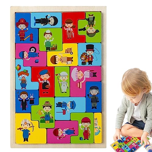 Holzblock-Puzzle für Kinder | Tier Tangram & Block-Puzzle Holz | Holz-Puzzle für Kinder Menschen Meer Wirbellosen Fahrzeuge über 3 Jahre alte russische Blockspiele von NGUMMS