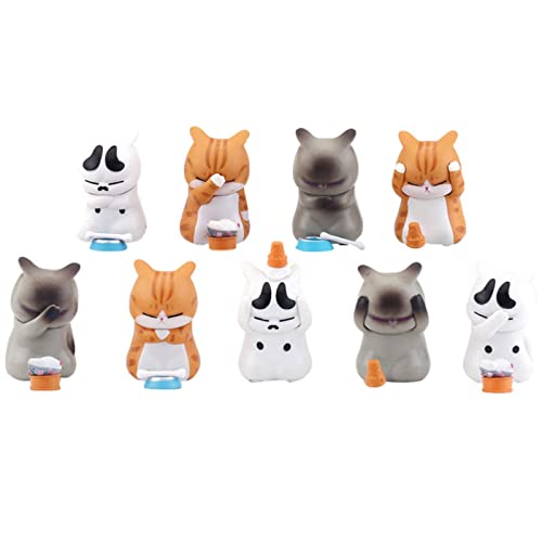 Katze Form Kuchendekorationen - 8 Stück Distressed Katze Figuren Schreibtischdekorationen | Kattungstatue Tischdekorationen, Landschaftsgestaltungen, Puppenhauszubehör von NGUMMS