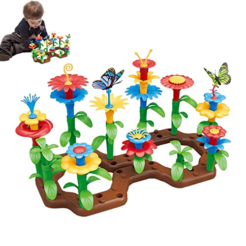 Mädchen Spielzeug Blumengarten - Kreativ montiert Gebäude Blumen Spielzeug - Blumenstapelspielzeug Vorschule Lernaktivität Mädchen Geburtstag und Weihnachtsgeschenke für Mädchen von NGUMMS