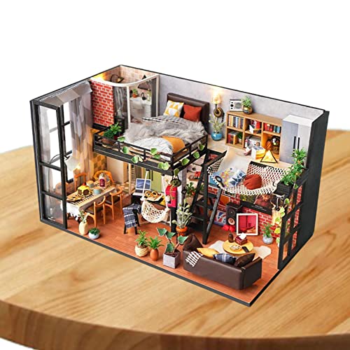 Modell House Kit | Holzhaus Harz Miniaturmöbel Kit - Miniatur-Puppenhaus -Bastelkits für Erwachsene, um ein kleines Hausmodell zu bauen von NGUMMS