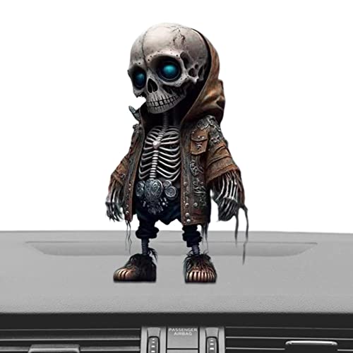 NGUMMS Dekoration Skelett Auto, Skelett, Armaturenbrett-Dekorationen – Stehender Totenkopf Halloween Dekoration Skeleton Armaturenbrett für Schreibtisch Punk-Stil von NGUMMS