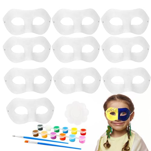 NGUMMS Pappmaché Gesichtsmaske Gesichtsmaske | Halbgesichtsmaske | Set mit 10 Gesichtsabdeckungen aus weißem Papier mit 12 Farben von NGUMMS