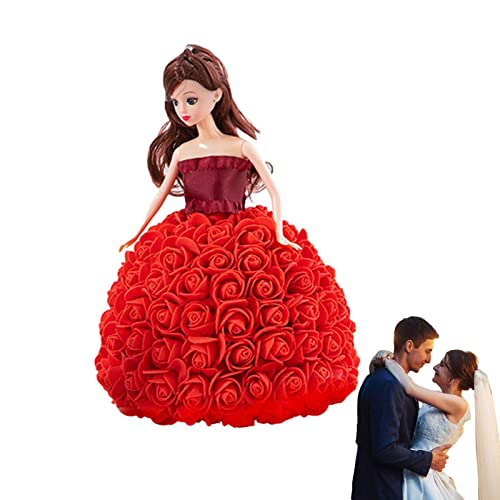 Prinzessin Kleid Puppe - Rose Kleid Puppe für Valentinstag Beichte | Süße Puppe Mädchen in Rosenblüten-Kleid für Freundin Geschenke von NGUMMS