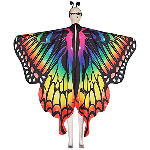 Regenbogen-Kap - Schmetterling Flügel Cape Schal Hautfreundlich - Flügel Cape Shawl Fairy Mantel für Karneval, Maskerade, Halloween von NGUMMS