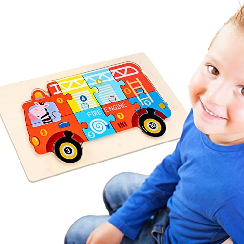 Schulbussle | Hölzerne 3D-Puzzle Kleinkind Spielzeug | 3D Spielzeug zur Entwicklung von Feinmotorik, Erleuchtungspuzzles für Kinder Vorschulkinder, , Mädchen von NGUMMS