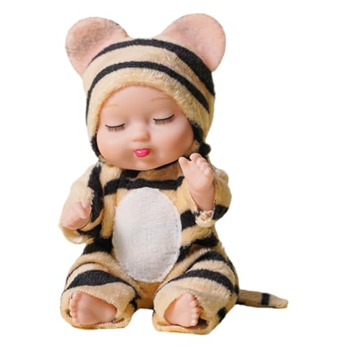 NHJGYSDY 1/6 Stück 11 cm Mini-Reborn-Babypuppe Simulation Wiedergeburtspuppen Spielzeug mit Tierkleidung Lebensechte realistische Babypuppenspielzeuge Bewegliche Gelenke Schlafserie Reborn-B von NHJGYSDY