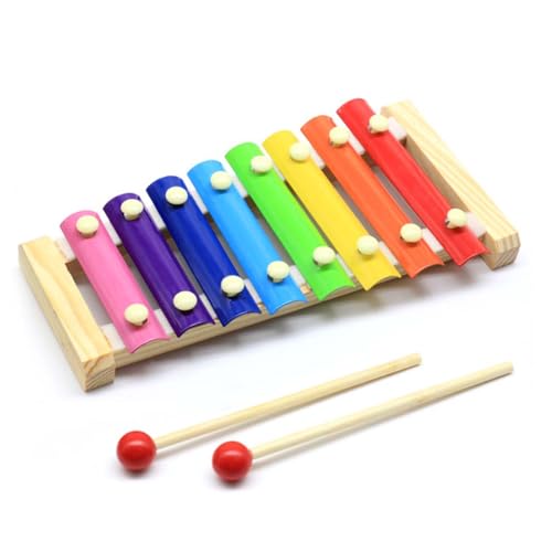 NHPY 1 Artikel Kinder musikinstrumente Xylophon Glockenspiel Holz Musikinstrumente für Erwachsene Kinder Schlägel Bunt Xylophon für Kinder ab 1 Jahr Pädagogische Spielzeug Geschenke (8-Keys) von NHPY