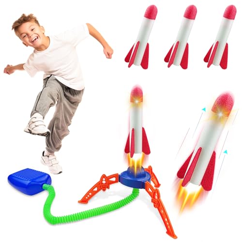 6 Raketen Spielzeug, Rakete Luftdruck, Luftdruck Outdoor Spielzeug, Raketen Outdoor Spielzeug, Outdoor Spielzeug für Kinder für Draußen Kinderspielzeug ab 3-12 Jahre von NHYDZSZ