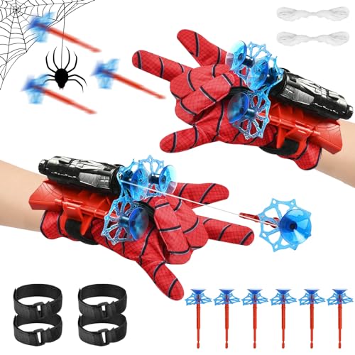 NHYDZSZ 2 Stück Launcher Handschuh, Spiderm Launcher Handschuhe, Spiderm Launcher, Kids Spiderm Hero Handschuhe, Spiderm Web Shooter, Handgelenk Spielzeug Set, Cosplay Glove Launcher von NHYDZSZ