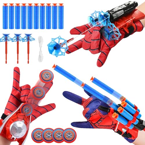 3 Set Launcher Handschuh, Spiderm Launcher Handschuhe Kids Spiderm Hero Handschuhe Super Spiderm Launcher, Handgelenk Spielzeug Set, Spielzeug Handschuh Cosplay Glove Launcher für Kinder Fans von NHYDZSZ