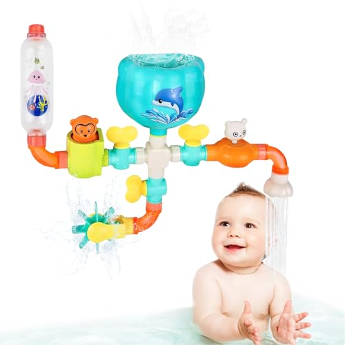 Badespielzeug, Badewannenspielzeug Set für Kinder, Interaktives Wasserspielzeug Badewannen Spielzeug Baby DIY Manuelle Montage Pipes für Kleinkinder und Babys ab 3 Jahren von NHYDZSZ