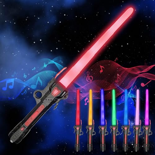 NHYDZSZ Lichtschwert Kinder,Lichtschwert Star Wars,7 Farbe Laserschwert mit Sound,Retractable LED Lightsaber Spielzeug,Laserschwert Kinder für Halloween Dress Up,Christmas Parteien,Cosplay Spielzeug von NHYDZSZ