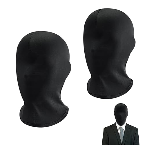 2 Stück Vollgesichtsmaske Halloween, Schwarz Vollgesichtsmaske Gesichtslose Kopfmaske Atmungsaktive Halloween Maske, Kapuze Maske Unisex Erwachsene für Halloween Party Cosplay von NHYDZSZ