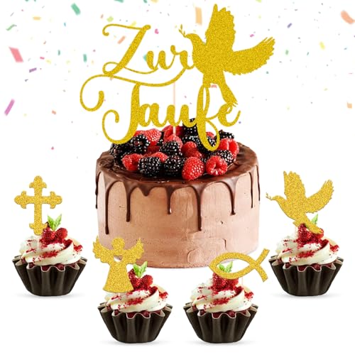 Zur Taufe Torten Topper, Tortendeko Taufe, Taufe Tortendeko Junge Mädchen, Zur Taufe Kuchendekoration, Cake Topper Taufe für Kommunion Taufe Konfirmation von NHYDZSZ