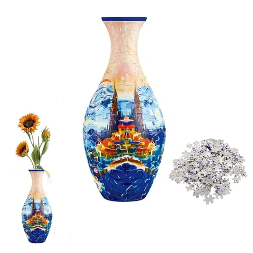 3D-Puzzle-Vase, 3D-Puzzle-Vase for Erwachsene, 160 Teile DIYs Puzzle-Vasen for Blumen, Puzzle-Kunst-Blumenarrangement-Vasen-Bastelsets, for Heimbüro-Dekoration(Castle) von NIANE