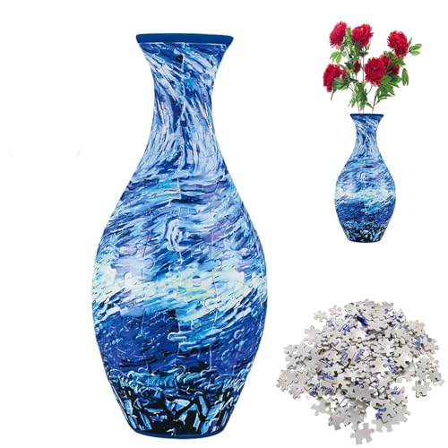 3D-Puzzle-Vase, 3D-Puzzle-Vase for Erwachsene, 160 Teile DIYs Puzzle-Vasen for Blumen, Puzzle-Kunst-Blumenarrangement-Vasen-Bastelsets, for Heimbüro-Dekoration(Waves) von NIANE