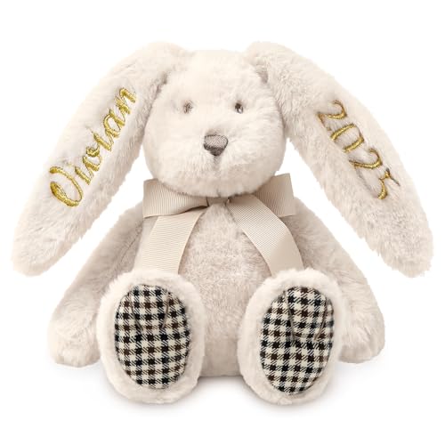 NIBESSER Personalisierte Kuscheltier Hase Schöne Plüschtier, Gestickter Text auf den Ohren Personalisierte Geschenke Andenken Geburtstage, Jubiläen, Weihnachten für Jungen und Mädchen, 21-31cm NIBESSER Personalisierte Kuscheltier Hase Schöne Plüschtier, Gestickter Text auf den Ohren Personalisierte Geschenke Andenken Geburtstage, Jubiläen, Weihnachten für Jungen und Mädchen, 21-31cm von NIBESSER