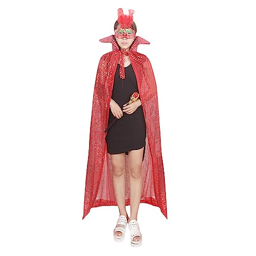 Damen Halloween Umhang Herren Glitzer Cosplay Kostüm Lange Pailletten Fasching Mantel Erwachsene Rollenspiel Cape Kanerval Fasching Kostüm Cape Ostern Party Zubehör von NICEYEA