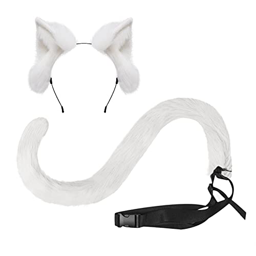 Halloween Kostümsets Plüsch Katzenohren Katzenschwanz Cosplay Party Haarband Haarreif Haarspange Headwear Anime Fancy Dress Requisiten Fasching Karneval Masquerade Stirnband Haarnadel Haarschmuck von NICEYEA