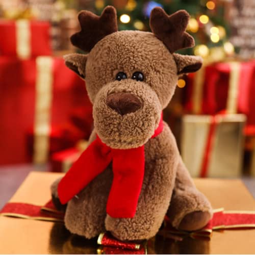 NICEYEA Leuchtend Elch Plüschtiere mit Singen Plüschpuppe Plüsch Weihnachtsmann Kuscheltier Stofftiere für Weihnachts Spielzeug Deko für Kinder Mädchen, 22cm von NICEYEA