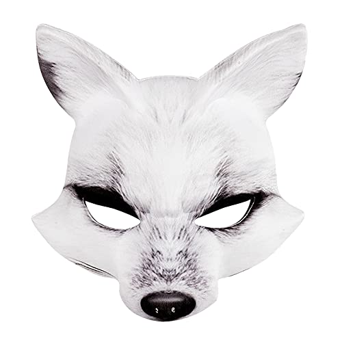 NICEYEA Fox Maske Fuchs Gesichtsmaske Cosplay Masquerade Tiermaske Simulations Fuchsmaske Halbgesichts Cosplay Fox Kostüm Tier Kopfbedeckungen für Halloween, Themenparty,Rollenspiel von NICEYEA