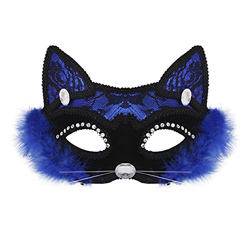 NICEYEA Katze Spitzen Augenmaske Halbe Gesichtsmaske Catwoman Maske Venezianische Maske Masquerade Lace Halbes Gesicht für Karneval Party Kostüm Maskenball Valentinstag Nachtclub Frau von NICEYEA