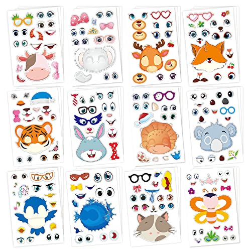 NICEYEA Make a Face Sticker Animal Stickers Children's Enlightenment Stickers Multifunctional Sticker Book Children's Creative Doodling Parent-Child Interactive Stickers von NICEYEA