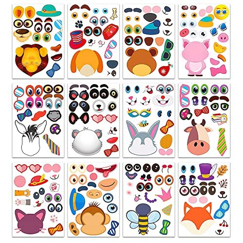 NICEYEA Make a Face Sticker Animal Stickers Children's Enlightenment Stickers Multifunctional Sticker Book Children's Creative Doodling Parent-Child Interactive Stickers von NICEYEA