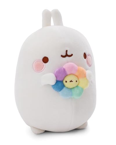 NICI Molang Kuscheltier 24m mit Regenbogenblume in Geschenkverpackung - Niedliches Stofftier zum Kuscheln und Spielen, Molang Plüschtier für Schmusetierliebhaber - 61165, Weiß von NICI