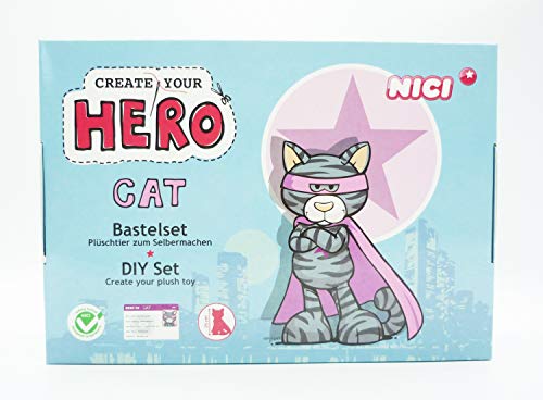 NICI 38090 Create your Hero Bastelset Plüschtier 25cm zum Selbermachen - Katze von NICI