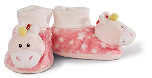 NICI 43655 Baby Booties Unicorn with Rattle, 13 x 7.5 x 7 cm Babyschuhe Einhorn Stupsi mit Rassel, Rosa von NICI