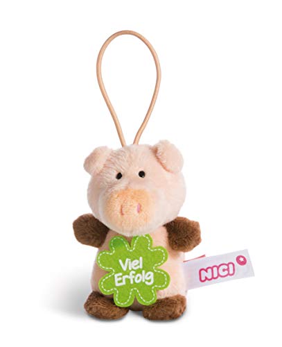 NICI 44864 Anhänger Schwein mit Spruch Viel Erfolg 8cm mit Loop, rosa/braun von NICI