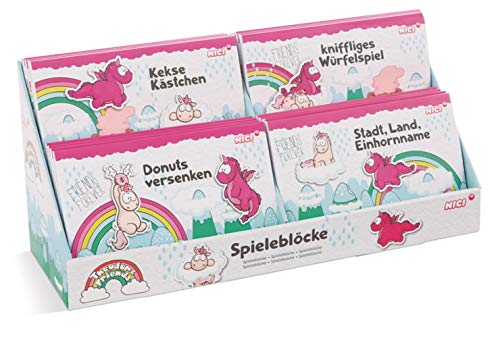 NICI 45706 4er-Set Spieleblöcke Theodor & Friends, Kniffel, Schiffe versenken, Stadt Land Fluß und Kästchen von NICI