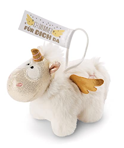 NICI 46367 Anhänger Einhorn-Engel Angelia 11cm mit Loop Ich Bin Immer für Dich da, weiß/Gold von NICI