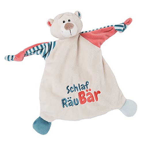 NICI 46732 Bär Schlaf RäuBär 25x25 cm ab 0+ Monaten – Kuscheltuch für Babys & Kleinkinder – Baby Kuscheltier/Schnuffeltuch – Schmusetuch für Mädchen & Jungen, Einfarbig, BEIGE/BLAU, Singolo von NICI