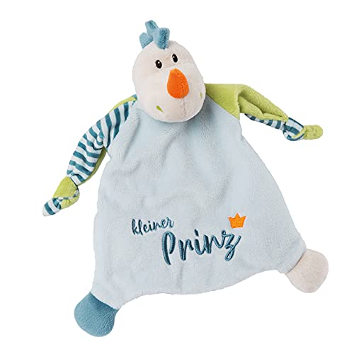 NICI 46734 Drache Kleiner Prinz 25x25 cm ab 0+ Monaten – Kuscheltuch für Babys & Kleinkinder – Baby Kuscheltier/Schnuffeltuch – Schmusetuch für Mädchen & Jungen, Buchstabenmuster, BLAU/GRÜN, S von NICI