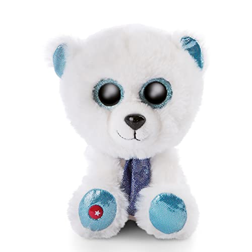 NICI Original – Glubschis Benjie 15 cm – Kuscheltier Eisbär mit großen Augen – Flauschiges Plüschtier mit Glitzeraugen – Schmusetier für Kuscheltierliebhaber, weiß/blau von NICI