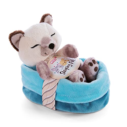 NICI 47893 Kuscheltier Körbchen 12 cm – Sleeping Pets Plüschtier Siam Mädchen, Jungen & Babys – Stofftier Katze zum Kuscheln, Spielen & Schlafen – Gemütliches Schmusetier, beige von NICI