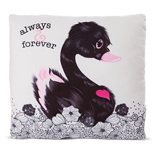 NICI Kuscheltierkissen Love Schwan schwarz 30x30cm quadratisch I Kuschelkissen Schwan für Jungen, Mädchen &Babys I Flauschiges Plüschtier-Kissen–48275 von NICI