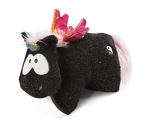 NICI Kuscheltierkissen Einhorn Rainbow Yin 40x30cm – 2 in 1: Kuscheltier & Kuschelkissen für Mädchen, Jungen & Babys – Plüschtier & Plüschtier-Kissen in einem, 48412, Schwarz, 40 X 30 cm von NICI