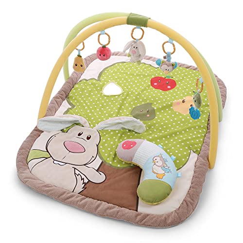 NICI 48510 3-D Activity-Decke mit Spielkissen Hase und Eule 80x110cm Spielbogen mit 5 abnehmbaren Figuren in Tragetasche, BUNT von NICI