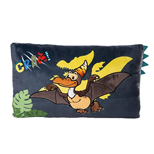 NICI Kissen Dino Orny 43 x 25 cm – rechteckiges Kuschelkissen mit niedlichem Dinosaurier-Motiv, Dekokissen für Kinder & Erwachsene, 48821, tolle Geschenkidee, blau von NICI