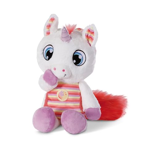 NICI Kuscheltier Schlafmützen Einhorn Myala 22 cm – Flauschiges Stofftier mit gestreiftem Pyjama als Einschlafhilfe für Mädchen, Jungen & Babys, 48884, tolle Geschenkidee, weiß, 22cm von NICI